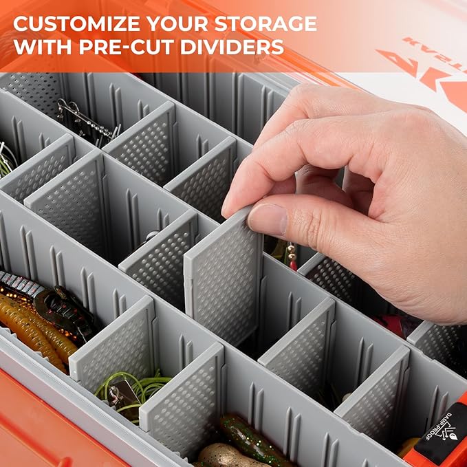 KastKing HyperSeal Waterproof Tackle Box, 3700 Deep Tackle Trays, Fishing Tackle Box Organizer With Removable Dividers, Fishing Gear & Fishing Accessories Storage, 2 Packs