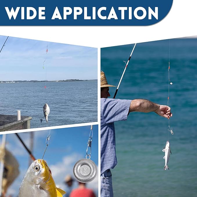 Surf Fishing Tackle Kit Surf Fishing Rigs Double Hook Bottom Rigs Hi-Lo Rig Fishing Leader Rig Pier Fishing Catfishing Bottom Fishing Beach Ocean Saltwater Fishing Rigs