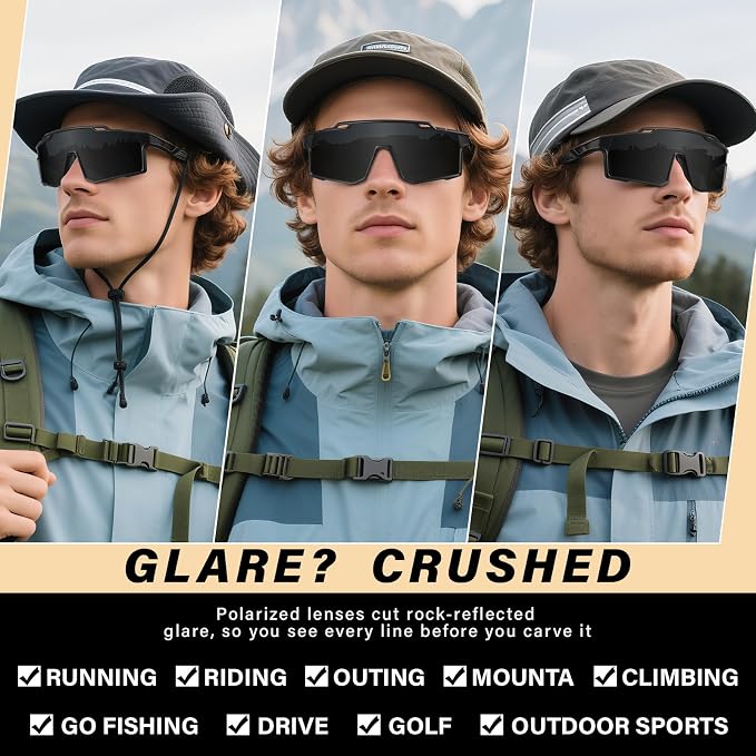 Polarized Sport Sunglasses Men Cycling Driving Fishing UV Protection Sun Glasses Lightweight Big Frame Mountain Bike Goggles