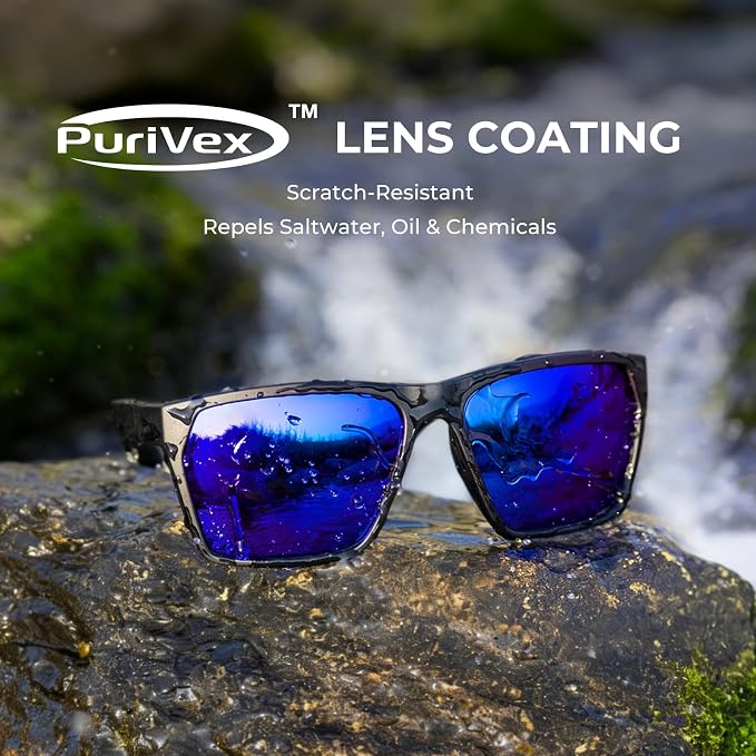 KastKing Beartrap Polarized Sports Fishing Sunglasses, With PuriVex Protective Lens Coating, Square Frame Design, Men Women