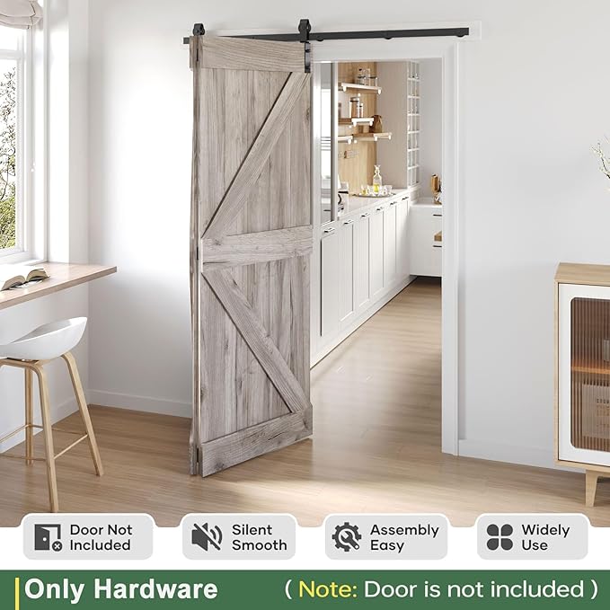 64" Bifold Sliding Barn Door Hardware Track Kit,Side Mounted Black J Shape Roller,Smoothly and Quietly,Assembly Easy,Fit Double 30" Bi-Folding Doors (Door Not Included)