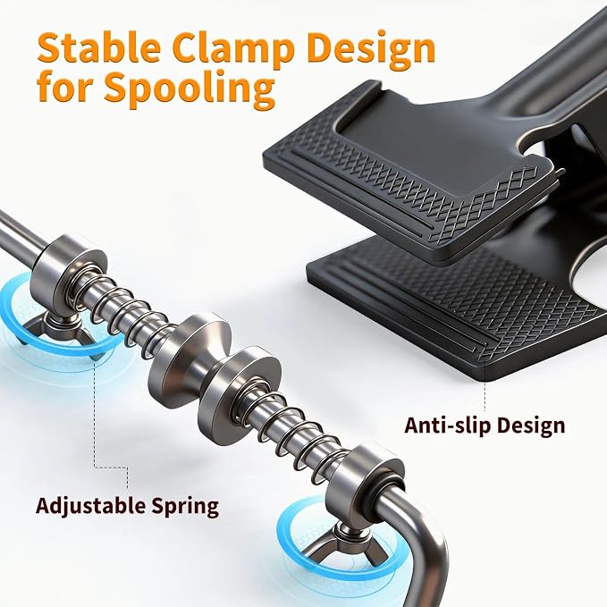 9KM DWLIFE Fishing Line Spooler Portable Fishing Line Winder Machine with Adjustable Tension Control, No Line Twist Spooling Station for Spinning Reel Baitcasting Reel Spincast Reel, Aluminum Alloy