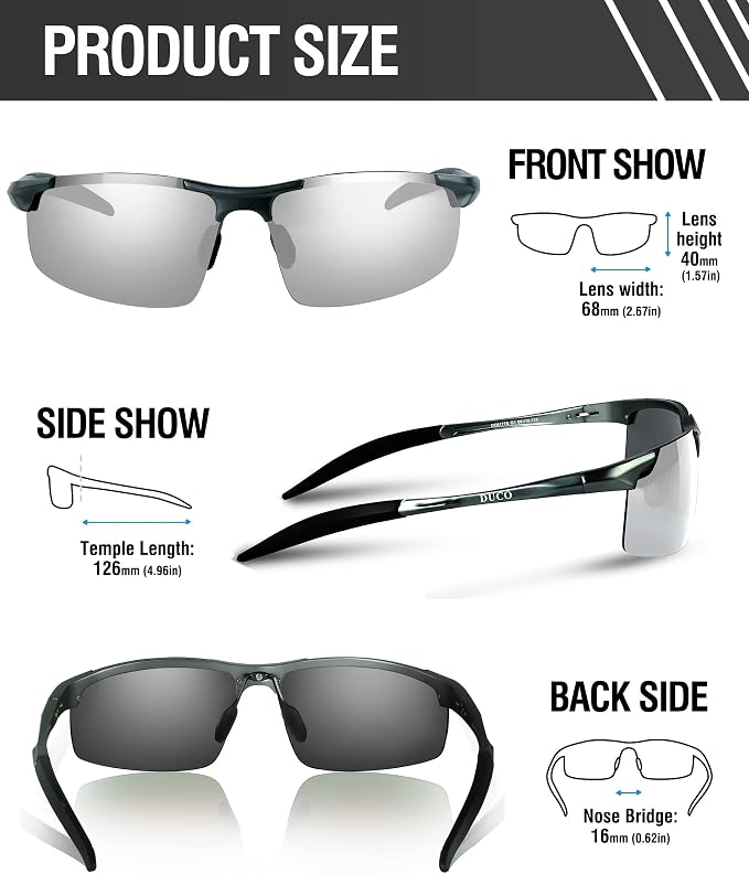 DUCO Mens Sports Polarized Sunglasses UV Protection Sunglasses for Men 8177s