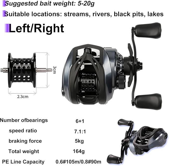 DCast Baitcasting Fishing Reel with Digital Anti-Backlash Control & Smart Braking System, Lightweight Easy-Cast Baitcaster for Bass Fishing
