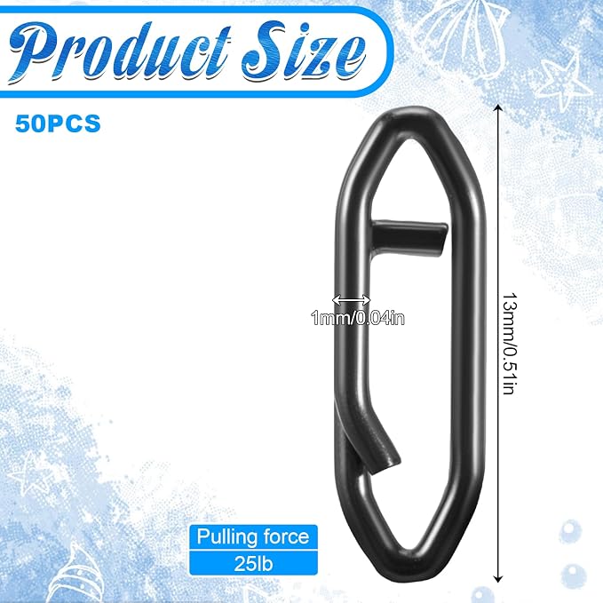 50 Pack Speed Clips for Fishing Lures, 25LB High Strength Fishing Speed Clips 304 Stainless Steel Quick Clip Lure Connectors for Freshwater and Saltwater Crankbait Tackle Snaps Power Snap Clip
