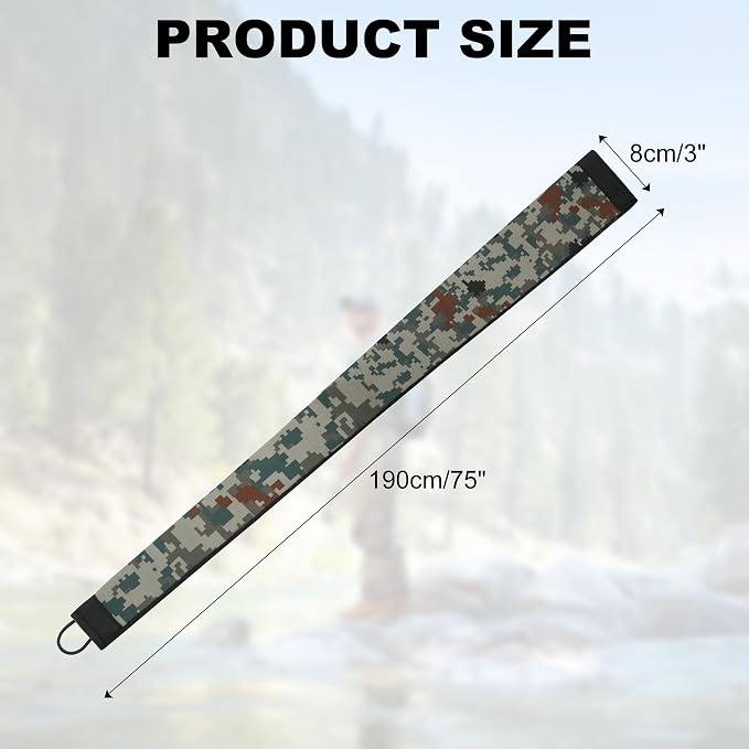 Neoprene Camo Fishing Rod Sleeves,Fishing Pole Sleeves,Fishing Rod Socks | UV Resistance,Puncture Resistant, Protect Casting, Spinning, Trolling Fishing Rods, Storage, tangled-free,75in,68in,60in
