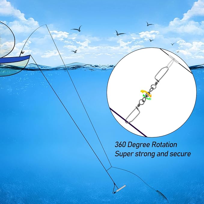 Dr.Fish 20 Pack Double Snap Swivels, High Strength Crane Barrel Swivels Coastlock Snaps Stainless Rust Resistant Saltwater Connector Trolling Planer Board Line Release Clips