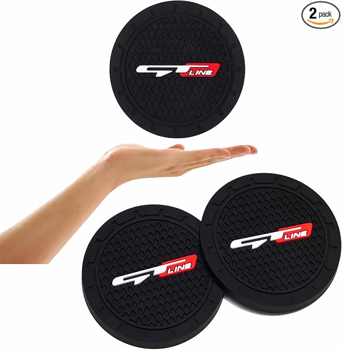 2 Pack GT line Car Cup Holder, Non-Slip Cup Coasters for Fashion car Interior Accessories,Decorative Car Cup Mat, Diameter 2.75 Inch