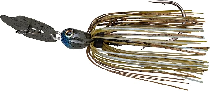 Strike King Thunder Cricket Fishing Lure, Vibrating Swim Jig, Silver Blade, 4/0 Jungle-Style Flipping Hook