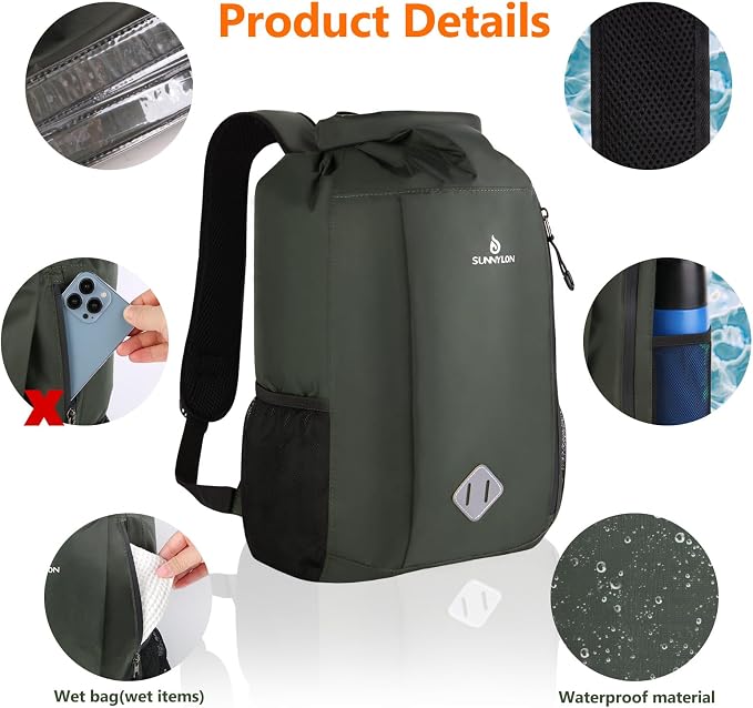 Dry Bag Backpack, 20L Dry Bags Waterproof with Waist Pouch and Phone Case,Roll top Dry bag for kayaking,Marine dry bag for Kayaking,Beach, Rafting, Boating, Hiking, Camping and Fishing