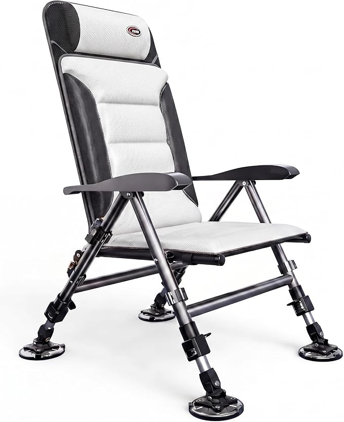 Portable Fishing Chair, All-Terrain Adjustable Folding Stool with Multi-Angle Reclining, Retractable Legs(Naked Chair)