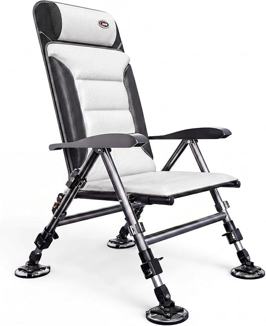 Portable Fishing Chair, All-Terrain Adjustable Folding Stool with Multi-Angle Reclining, Retractable Legs(Naked Chair)