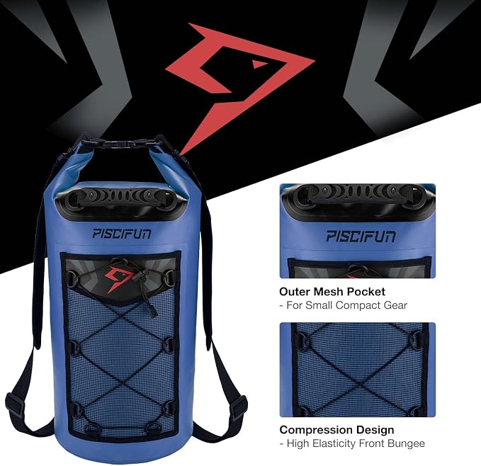 Piscifun Dry Bag, Waterproof Floating Backpack 10L/20L/30L/40L with Waterproof Phone Case for Boating, Kayaking, Fishing