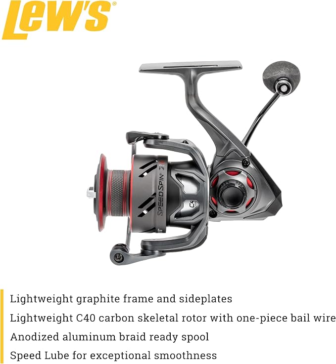 Lew's Speed Spin CRX Spinning Fishing Reel, 8+1 Bearings, Graphite Frame and Sideplate, Solid Brass Speed Gears, Speed Lube, Multi-Disc Drag