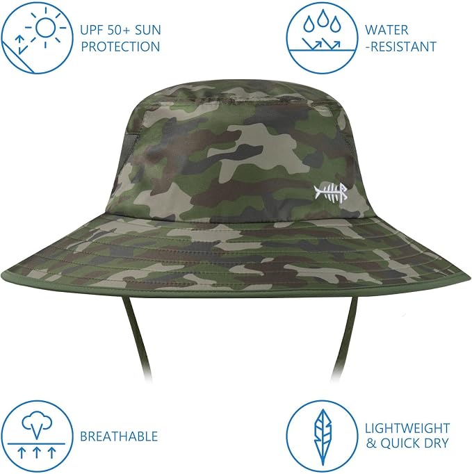 BASSDASH UPF 50+ Breathable Sun Hat with Removable Face Cover and Neck Flap Wide Brim Bucket Hat for Fishing Hiking Men Women