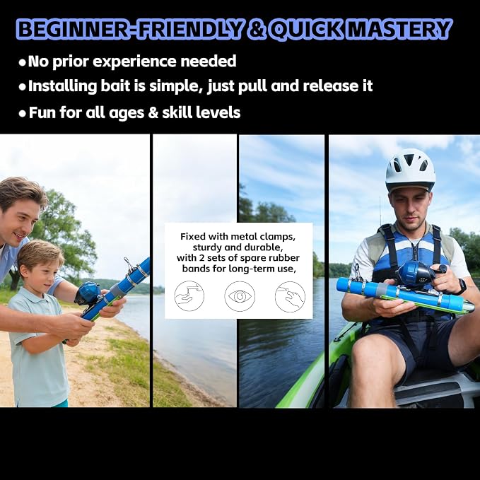 Portable Fishing Catapult Rod, Durable & Lightweight Telescopic Lure & Bait Launcher for Saltwater & Freshwater, High Elasticity Casting Tool, Professional New Model Travel Fishing Gear