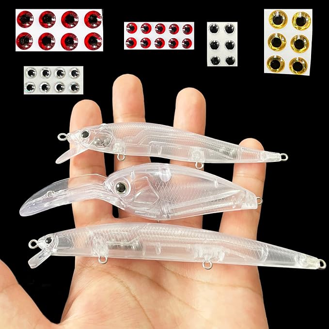 20PCS Lure Blanks Unpainted Fishing Lures, Crankbait Kit With 3D Eyes for Walleye Trout Bass Fishing, Topwater Hard Lures