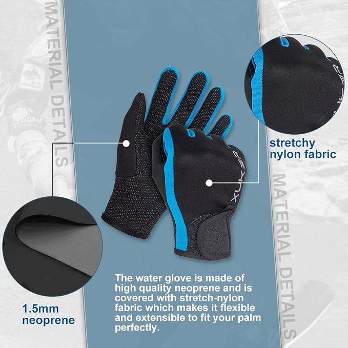 XUKER Neoprene Glove,Wetsuit Gloves 1.5mm & 2mm for Scuba Diving Snorkeling Paddling Surfing Kayaking Canoeing Spearfishing Skiing and Other Water Sports
