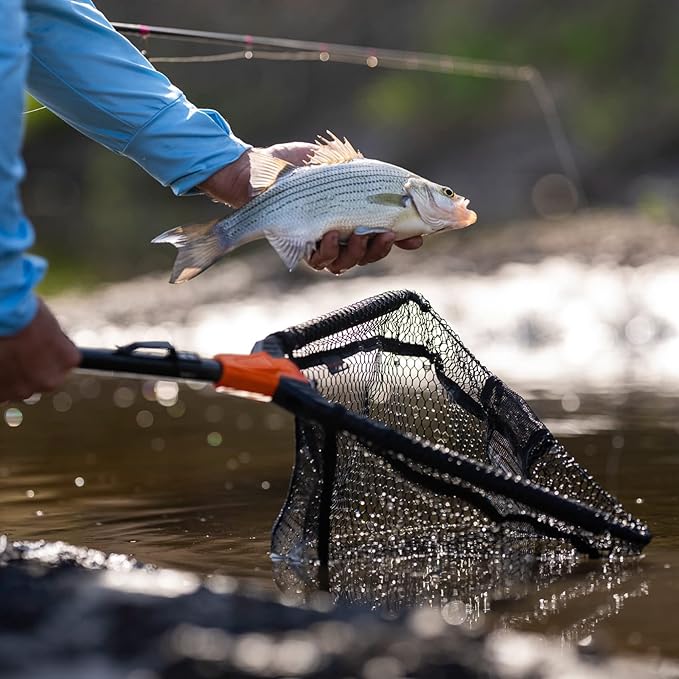 KastKing Pontus Fishing Net, Foldable & Lightweight Landing Net with Built in Length Scale, Strength Aluminum Handle, Fishing Gear and Gift for Men