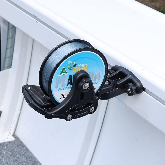 RAILBLAZA Fishing Reel Spooler System Compatible with Gunnel Track Mount for Boat or Kayaks, Compatible with Wide Range of Spools