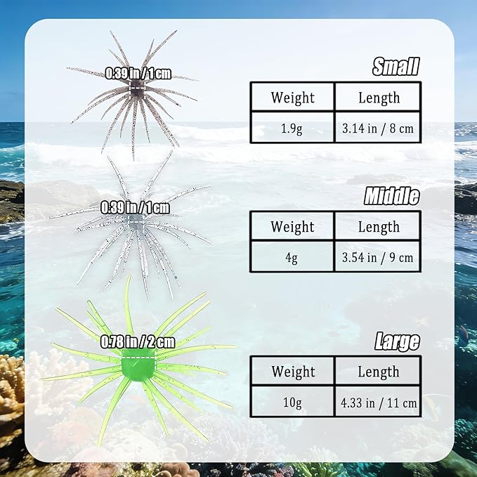 4Pcs Dice Bait, Floating TPR Swimbait with Reflective Stars,Tentacle Creature Lure, Sea Urchin Style Soft Plastic Baits, for Bass Fishing Drop Shot, Wacky Rig/Neko Rig and Finesse, Slow Sinking
