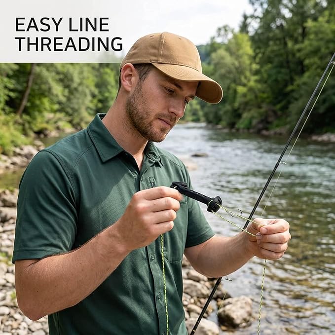 Magnetic Fly Threader, Magnetic Fly Threader & Knot Tying Tool, Fly Fishing Accessories with Strong Magnets for Easy Line Threading, Two-Pack Black Tools for Fishing Lovers and Starters
