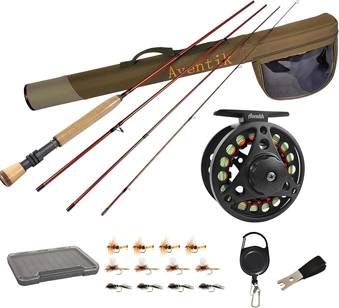 Aventik Extreme Fly Fishing Combo Kit 0/1/2/3/4/5/6 Weight Starter Fly Fishing Rod and Reel Kit Outfit with One Travel Case