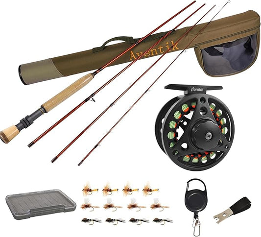 Aventik Extreme Fly Fishing Combo Kit 0/1/2/3/4/5/6 Weight Starter Fly Fishing Rod and Reel Kit Outfit with One Travel Case