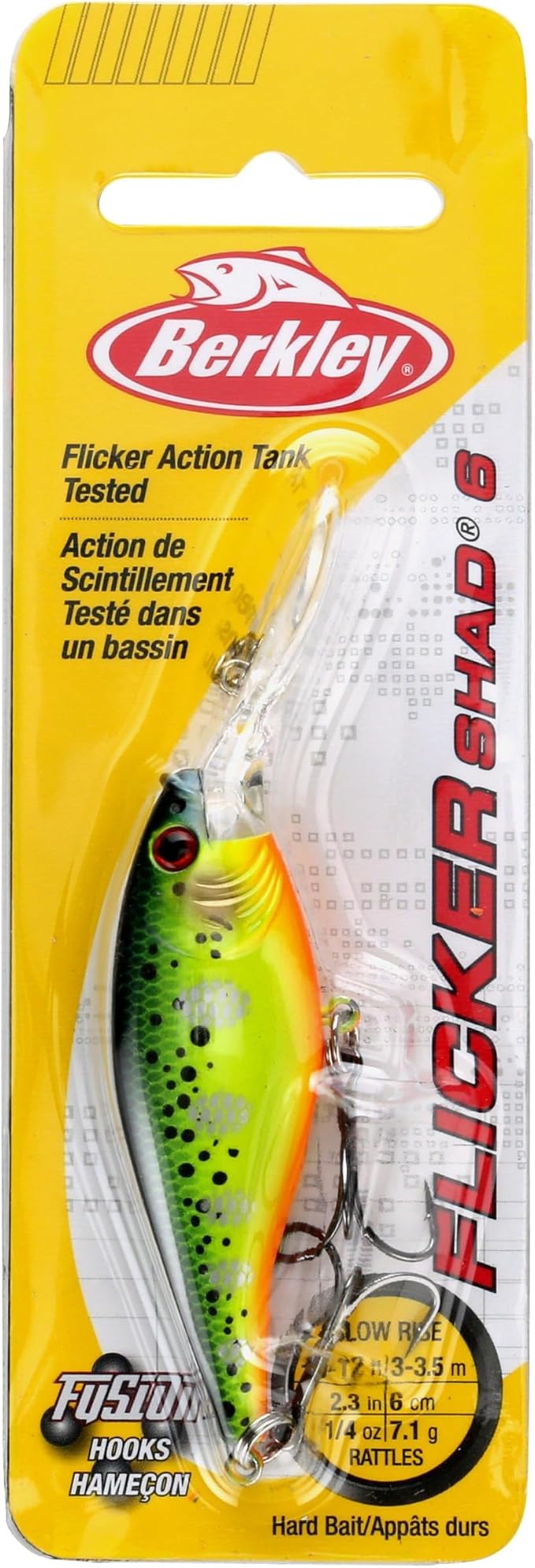 Berkley Flicker Shad Fishing Lure, Speckled Gold Shiner, 3/16 oz, 2in | 5cm Crankbaits, Size, Profile and Dive Depth Imitates Real Shad, Equipped with Fusion19 Hook