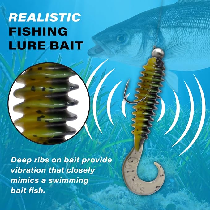 Galida's Grubz Soft Plastic Fish Bait Lures for Fishing | Fishing Bait Lure with Deep Ribs | Great for Beginners and Advanced Fishermen