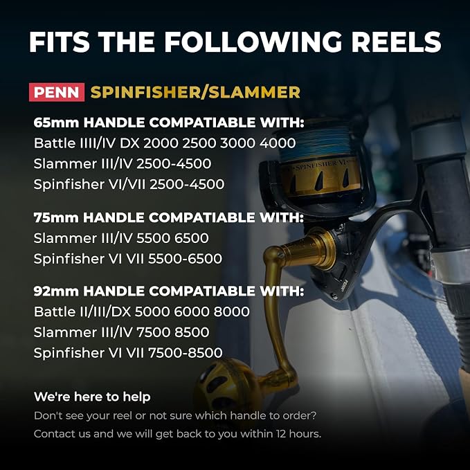 GOMEXUS Power Handle for Penn Spinfisher VI VII Slammer III IV Reel Crank (Make Sure Your Reel Model, Not for All Spinfisher Long Cast/V)-Please Pay Attention to The Adaptation Table