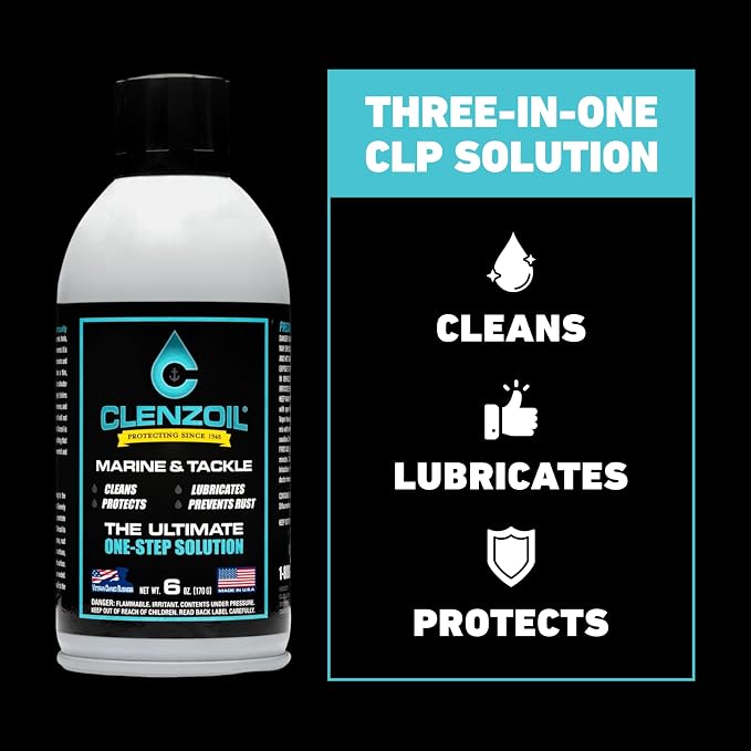 CLENZOIL Marine & Tackle - Fishing Gear Oil Lubricant - for Fish Care Reels, Boat Motors, Downriggers & More - Easily Oils Applicator