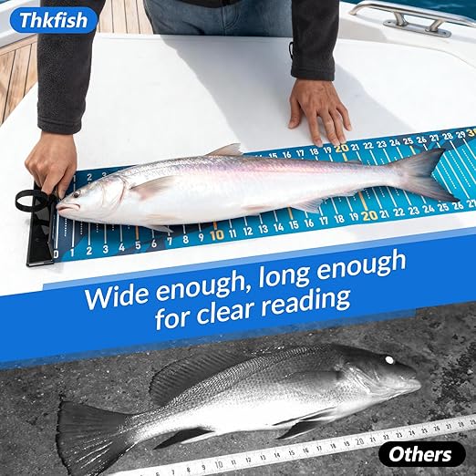 THKFISH 53in Fish Ruler with Measuring Board, Portable Waterproof Folding Fishing Ruler Fish Measuring Tape for Boat, Kayak, Coolers, Yacht and Workbench (Blue)