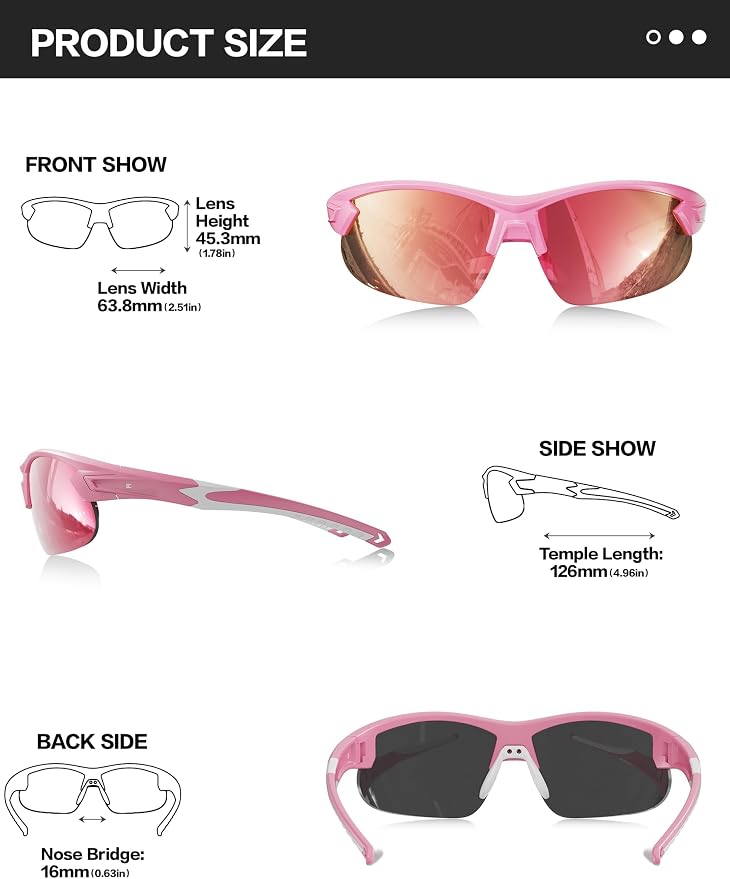 BIRCEN Mens Polarized Sunglasses for Sports: TR90 Lightweight Sun Glasses Wrap Around Shades for Fishing Driving Cycling