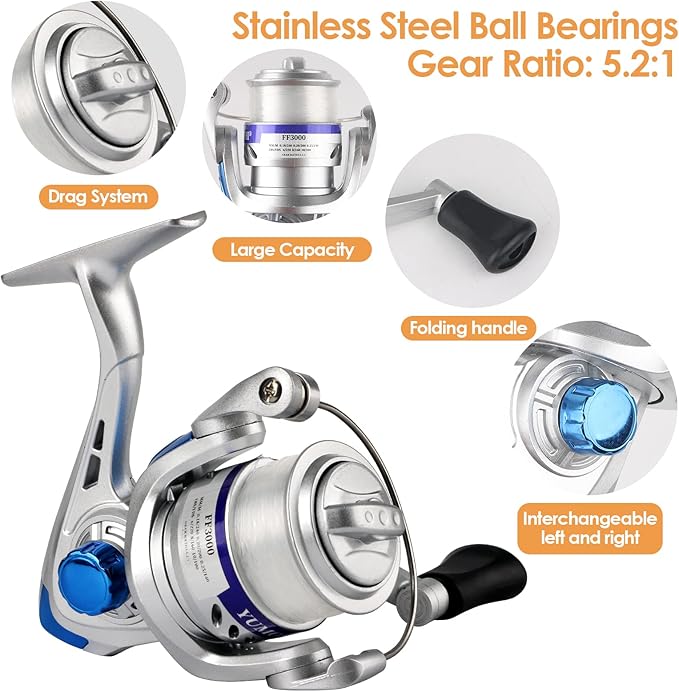Telescopic Fishing Rod Reel Combo 2PCS 6.89FT Collapsible Fishing Pole Spinning Reel Lures Accessories with Fishing Bag Portable Fishing Rod Kit for Saltwater Freshwater Travel Fishermen Gift