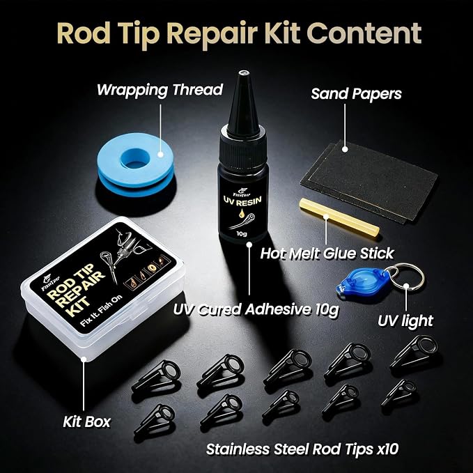 FishTrip Rod Tip Repair Kit, 20/60/70/90/230pcs Fishing Rod Tips Replacement Kit Stainless Steel Ceramic Guides Ring Fishing Pole Eyelets Repair Kit