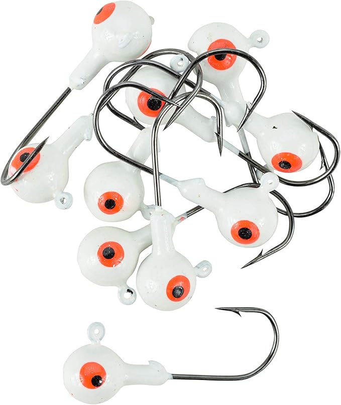1/4-1oz White Ball Jig Heads - 10 Pack - 5 Sizes to Choose from