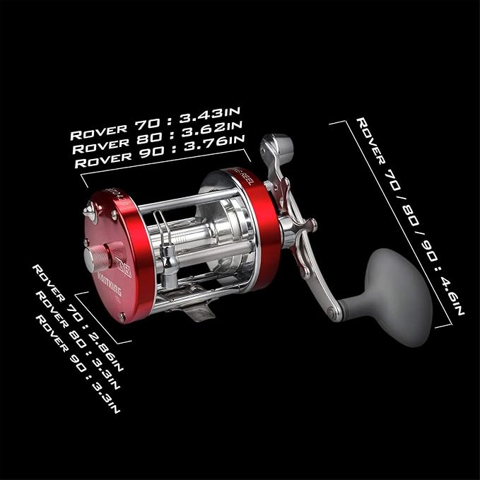 KastKing Rover Round Baitcasting Fishing Reel, Perfect Conventional Reel for Catfish, Salmon/Steelhead, Striper Bass and Inshore Saltwater Fishing Reel, Reinforced Metal Body