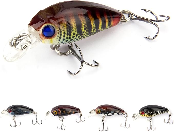 Micro Fishing Lures Crankbaits Baits Lure，Mini Fishing Lure Swimbaits Micro Crank Baits Topwater Lures for Freshwater Saltwater Bluegill Pumpkinseeds Trout Perch with Tackle Boxes