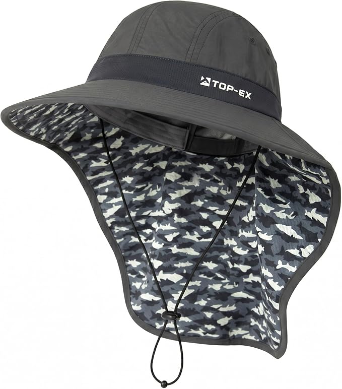 TOP-EX Cooling Sun Hat with Neck Flap – UPF 50+ Wide Brim Breathable Hat for Hiking, Fishing & Big Heads