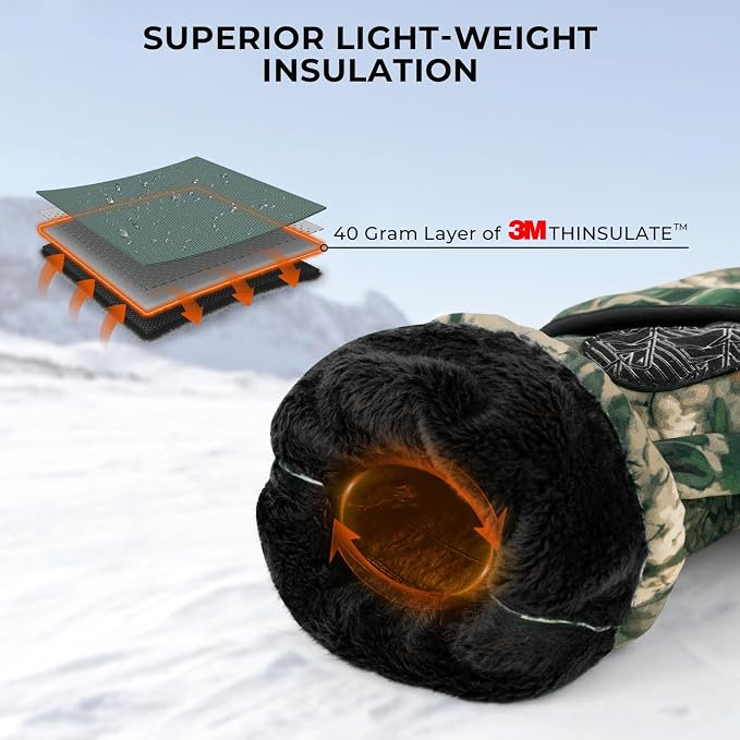 KastKing PolarBlast Convertible Ice Fishing Gloves Cold Weather Mittens and Fingerless Gloves with 3M Thinsulate Ideal for Ice Fishing, Photography