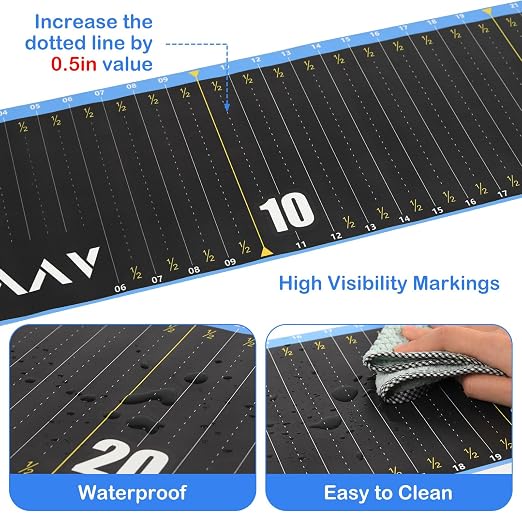 53in Fish Ruler, Waterproof Fish Measuring Tape, Portable Fishing Ruler with Bump Board, Fishing Measurement Tool for Boat, Kayak, Coolers, Yacht and Workbench