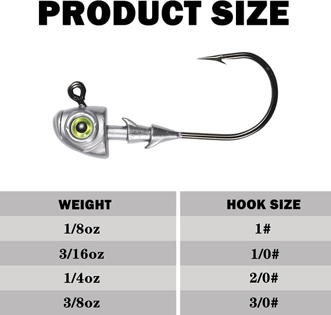 Swimbait Jig Heads Fishing Jigs Swim Bait Jighead with Two Bait Keepers and 3D Eyes 1/8 3/16 1/4 3/8 1/2oz Jigheads Freshwater Saltwater Fishing