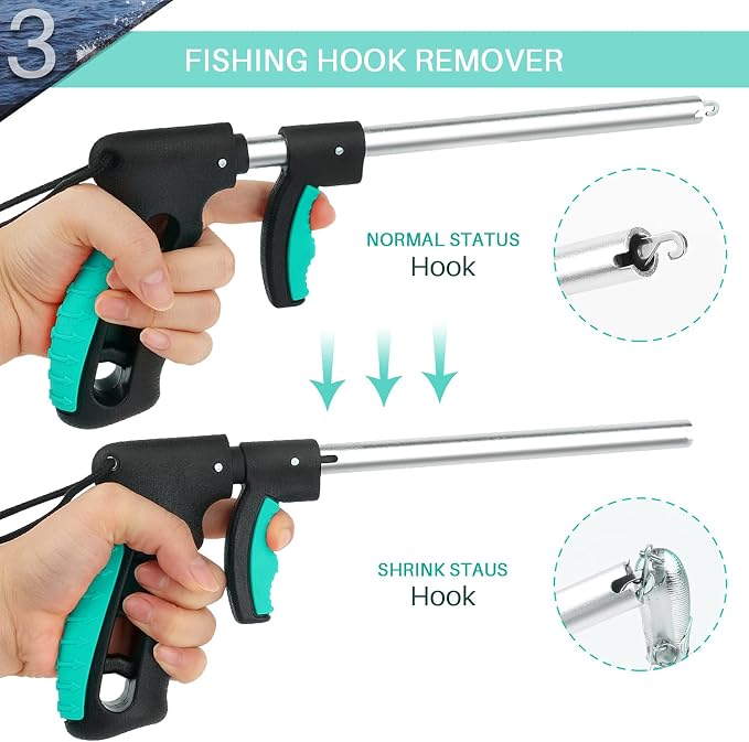 mouhike Fishing Tool Kit Fishing Pliers, Fish Lip Gripper, Fishing Hook Remover, Handheld Digital Fishing Scale, Ice Fly Fish Pliers Fishing Gear Accessories Fishermen Gift (Battery Not Included)