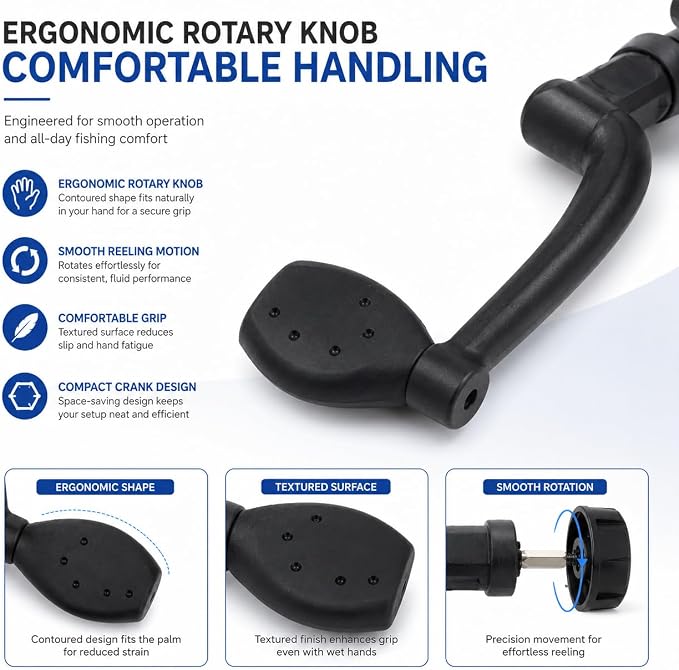 Universal Fishing Reel Rotary Knob Power Handle, Plastic Power Crank Handle for Spinning and Reels, Saltwater Fishing Gear Replacement Parts