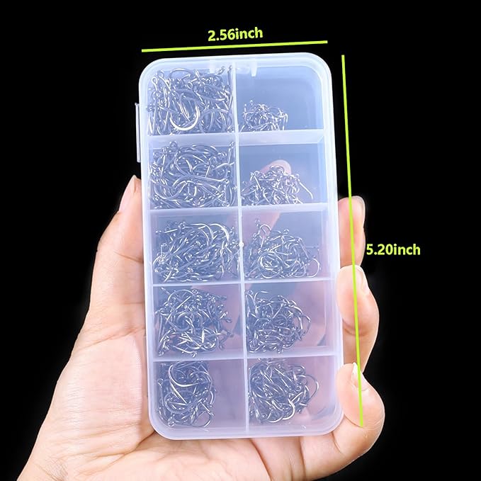 1000pcs 600pcs 300pcs Small Fish Hooks for Freshwater, 10 Specifications of Trout Fishing Hook Set