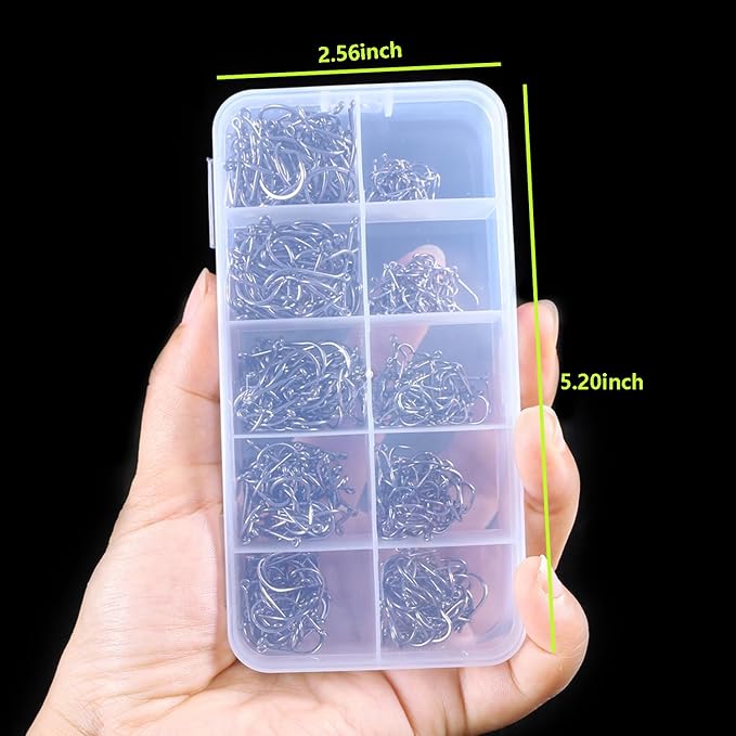 1000pcs 600pcs 300pcs Small Fish Hooks for Freshwater, 10 Specifications of Trout Fishing Hook Set