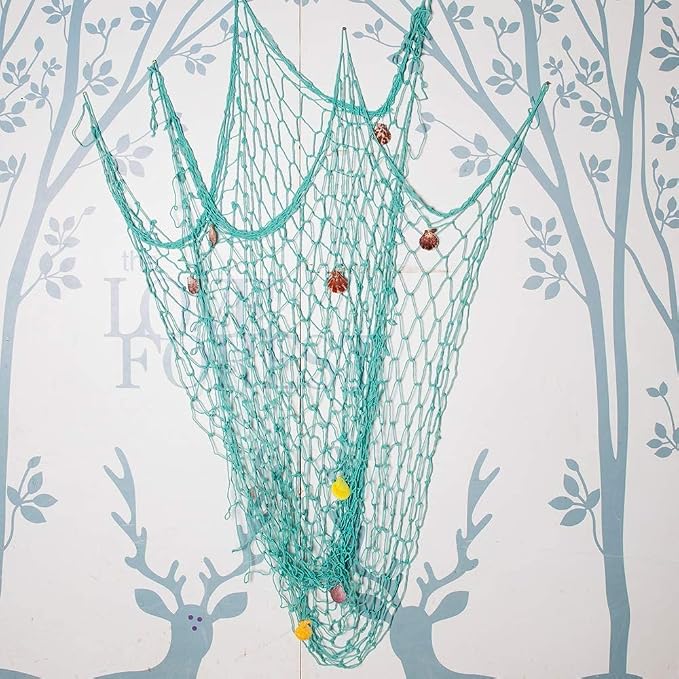 79 x 59 inch Nature Fish Net Wall Decoration with Shells, Ocean Themed Wall Hangings Fishing Net for Beach Party,Wedding,Photographing Decoration