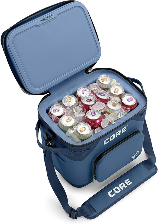 CORE Magnetic Leak Proof Soft Cooler with Waterproof Zipper | Insulated Bag Portable Ice Chest Box | Best Soft Cooler for Food & Beverages for Tailgating, Car Camping, Travel, and Family Beach Picnics