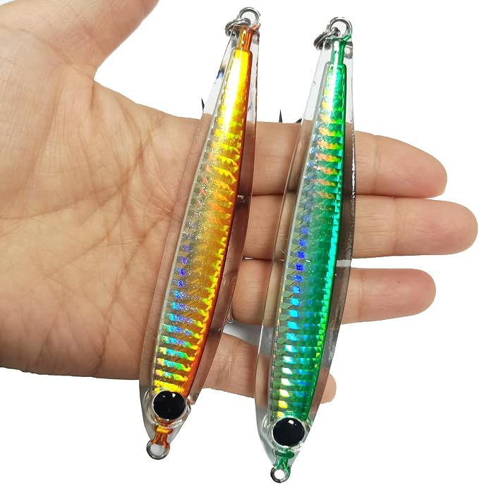 Kmucutie 5 Pieces Epoxy Resin Fishing Jig Lure Great for Inshore and Offshore Game Fish,Artificial Lures for Grouper,Dogtooth,Bass Salmon